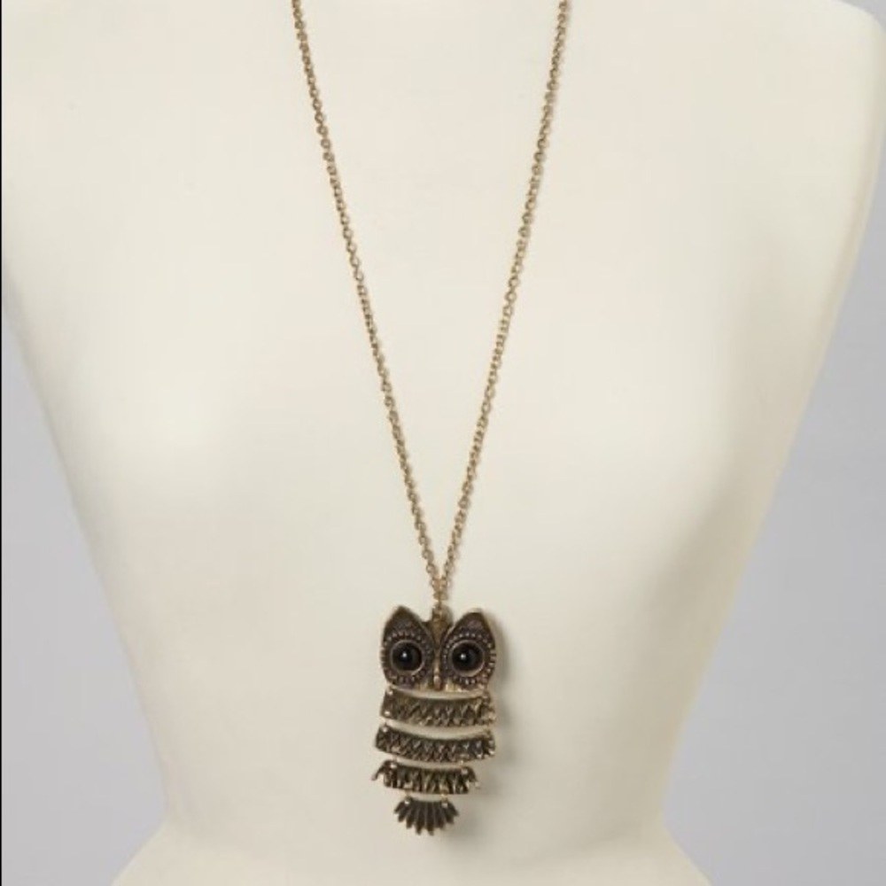 Antique 30” owl necklace